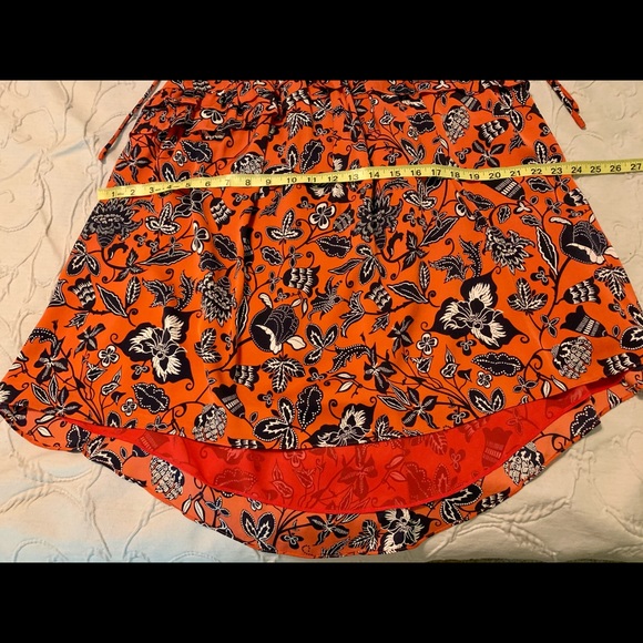 Nordstrom Signature red/navy floral silk dress - 2 - Picture 7 of 11